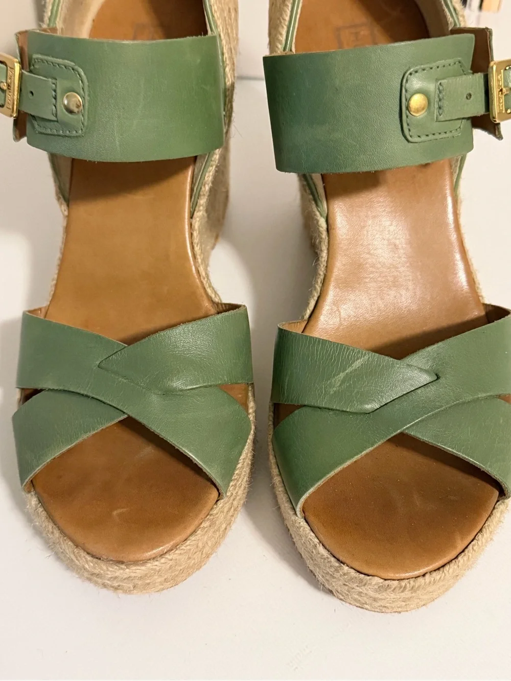 Hunter Olive Green Espadrille Wedge Sandals